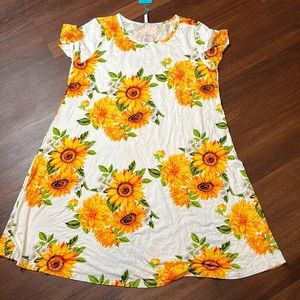 Popyoung women's juniors sunflower pattern short sleeved 2XL dress new with tags